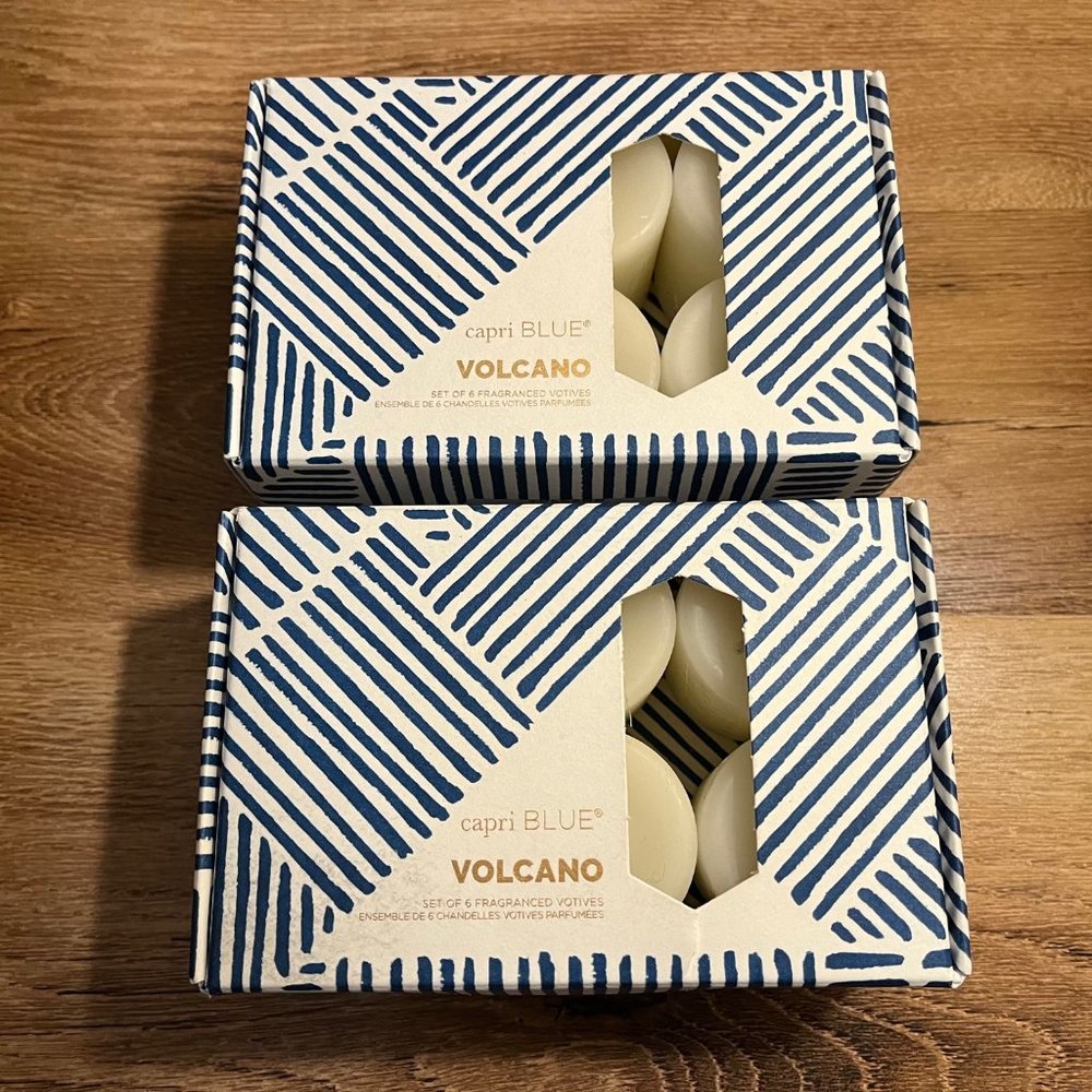 Capri Blue Volcano Set of 6 Votive White Candles Anthropologie
